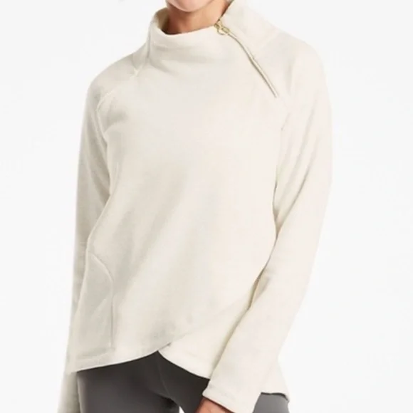 ATHLETA Cozy Karma Asym Pullover Oatmeal Heather Size S - Picture 1 of 9